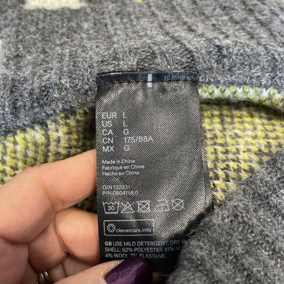 PRINGLE of Scotland x H&M Women's Argyle Midi Skirt Size L Gray Knit Preppy - Picture 9 of 10